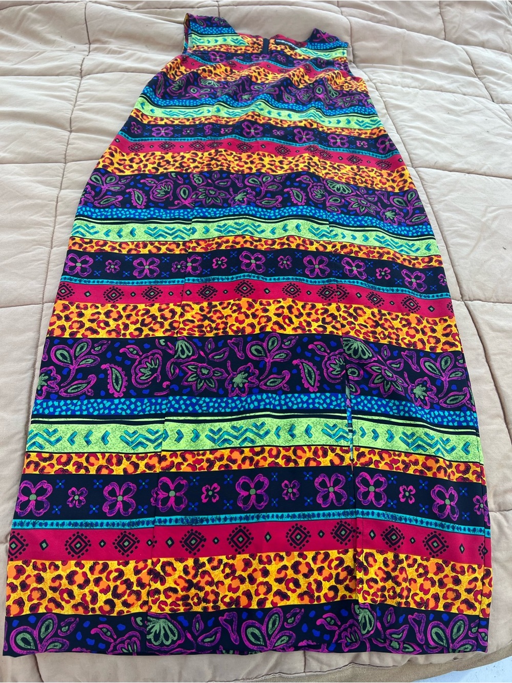 Vtg Harbor Dress Petites Y2K Wild Patterns Vibrant Column Tank Dress Size 10P